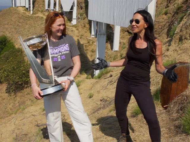 Bringing The PWHL Walter Cup To The Hollywood Sign